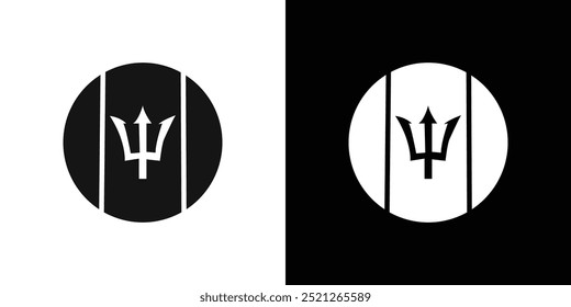 Barbados country flag icon Flat line illustration
