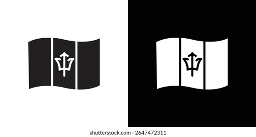 Barbados country flag icon Isolated flat vector in outline