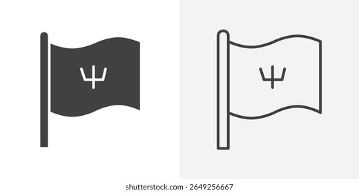 Barbados country flag icon Line graphics illustration