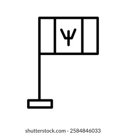 Barbados country flag icon Thin line art isolated