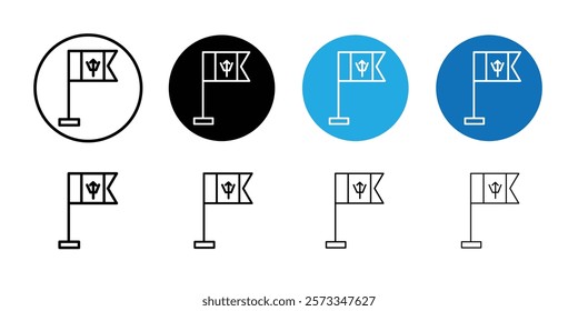 Barbados country flag icon vector line logo mark or symbol set collection outline style