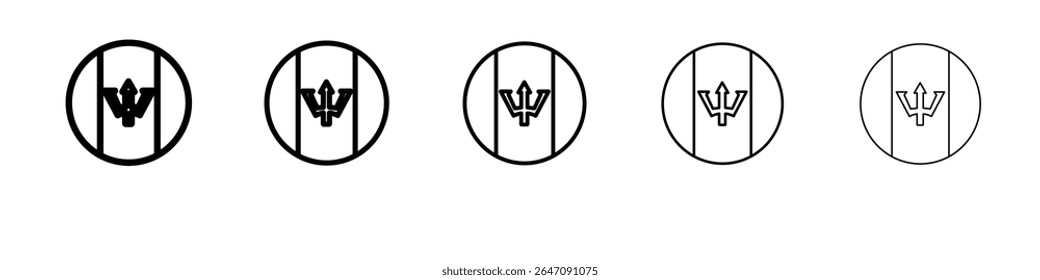 Barbados country flag icon vector outline symbol or illustration