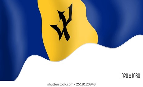 Cópia arquivada em 15 de julho de 2012 "Barbados country flag real independent day background" . Banner da Commonwealth em Barbados acenando em movimento, flutuando ao vento. Festivo patriótico modelo de formato HD para o dia da independência