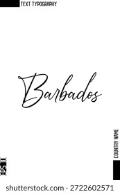 Barbados   - Nome do país Design de vetor de texto com tipografia cursiva elegante 