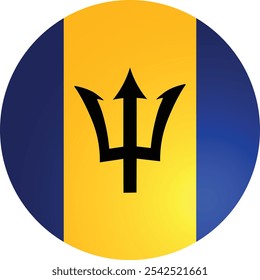 Barbados Country Round Flag Icon Vector