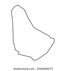 Barbados country thin black outline silhouette. Simplified map. Vector icon isolated on white background.