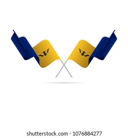 Barbados crossed flags. Vector illustration.