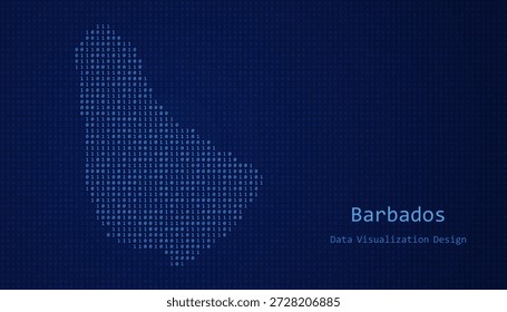 Barbados Mapa digital formado con unos y ceros para el diseño de visualización de datos