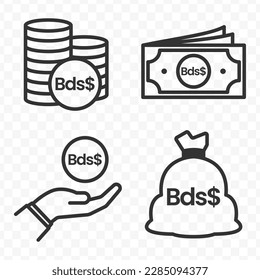 Barbados Dollar icons set money icon vector image on transparent background (PNG).