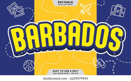 Barbados editable text effect with modern and simple style