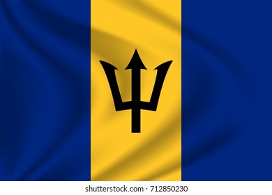 Barbados flag background with cloth texture. Barbados Flag vector illustration.