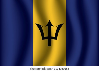 Barbados flag background with cloth texture.Barbados Flag vector illustration eps10.