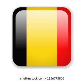Barbados Flag. Bright Square Icon. Vector Illustration