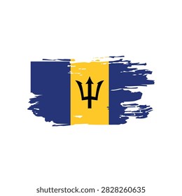 Barbados Flag Brush Stroke Design with Grunge Paint Effect