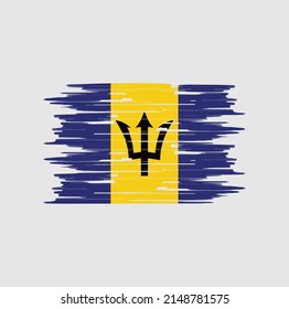 Vector de pincel de bandera de Barbados. Bandera nacional