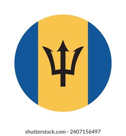Barbados flag. Button flag icon. Standard color. Circle icon flag. Computer illustration. Digital illustration. Vector illustration.