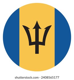Bandera de Barbados. Icono de indicador de botón. Color estándar. Indicador de icono de círculo. Ilustración del equipo. Ilustración digital. Ilustración vectorial.