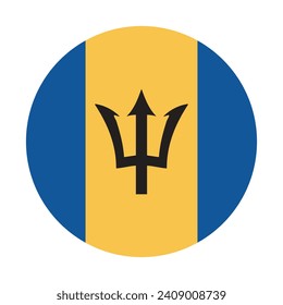 Barbados flag. Button flag icon. Standard color. Circle icon flag. Computer illustration. Digital illustration. Vector illustration.