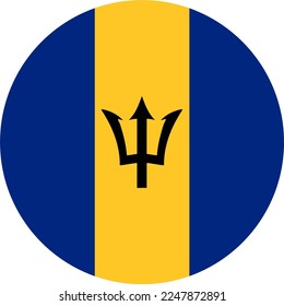 Barbados flag button on white background