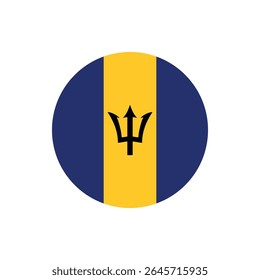 Botón de la bandera de Barbados, Vector de la bandera de Barbados, icono de la bandera de Barbados
