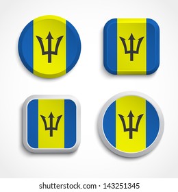 Barbados flag buttons, vector illustration