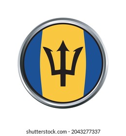 barbados flag with chrome circle frame