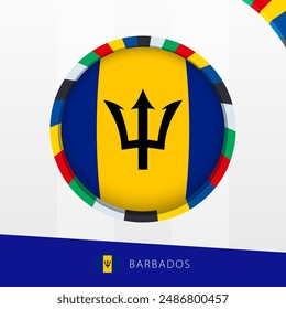 Barbados Flag with Colorful Circle Border. Vector icon.