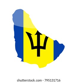 Barbados Flag Country Contour Vector Icon - Illustration