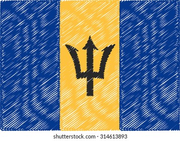 barbados flag embroidered zigzag