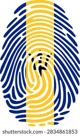 Barbados Flag Fingerprint Identity Vector Barbadian DNA Heritage Graphic