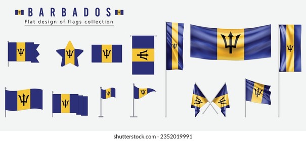 Barbados flag, flat design of flags collection