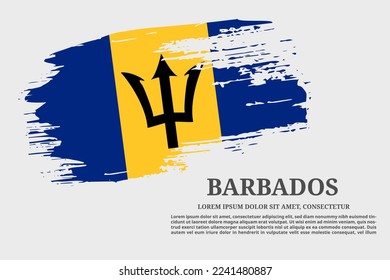 Barbados flag grunge brush and text poster, vector