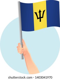 Barbados flag in hand icon