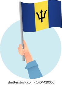 Barbados flag in hand icon