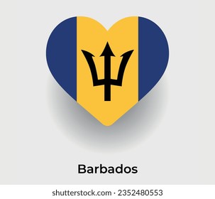 Barbados Flag Herzform Land Symbol Vektorgrafik