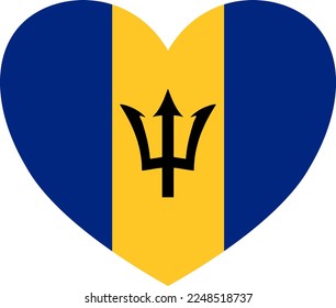 Barbados flag in heart shape isolated  on  transparent  background