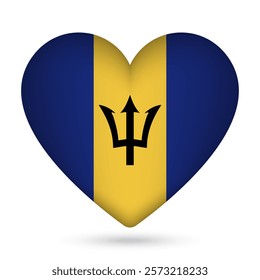 Barbados flag in heart shape. Vector illustration.