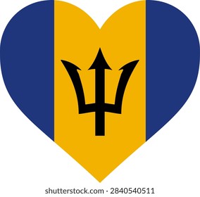 Barbados flag heart shape vector illustration. Barbadian national symbol heart icon graphic design