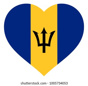 barbados flag in heart vector illustration sign. Flag of barbados in the shape of Heart with contrasting contour, symbol of love for his country or valentine day, patriotism.