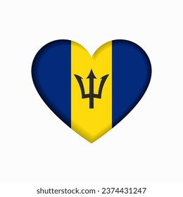 Barbados flag heart-shaped sign. Vector illustration.