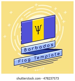 Barbados Flag  : Flag Icon With Festive Background : Vector Illustration