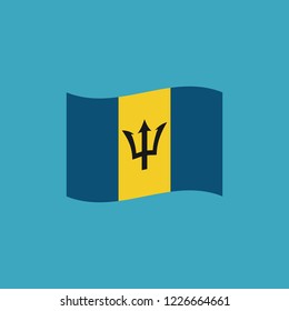 Barbados flag icon in flat design. Independence day or National day holiday concept.