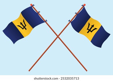 Barbados Flag icon illustration. For education about the country of Barbados and symbols for Barbados Independence day.