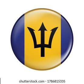 Barbados flag icon isolated on white background. Barbados flag. Flag icon glossy.