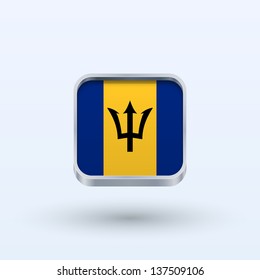 Barbados flag icon square form on gray background. Vector illustration.