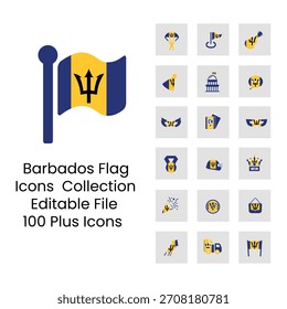 Iconos de la bandera de Barbados en diferentes estilos