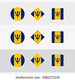 Barbados flag icons set, vector flag of Barbados. Three versions of icon.