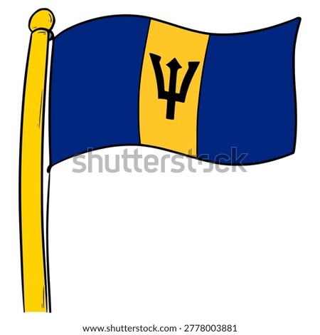 Barbados flag illustration hand drawn isolated vector
