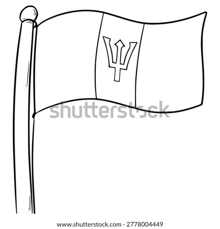Barbados flag illustration hand drawn outline vector
