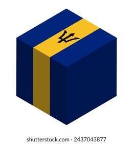 Barbados flag - isometric 3D cube isolated on white background. Vector object.
